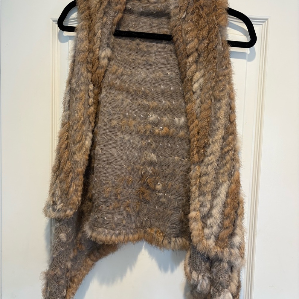 Alberto Makali Brown Rabbit  Fur Sweater Vest Small ( 40 % rabbit)
